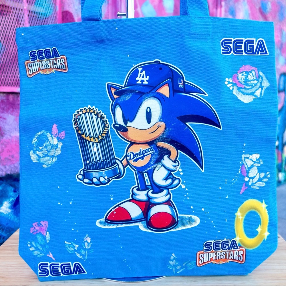 SONIC WORLD CHAMPS LA Dodgers Canvas Tote Purse 13”x13” - Blue